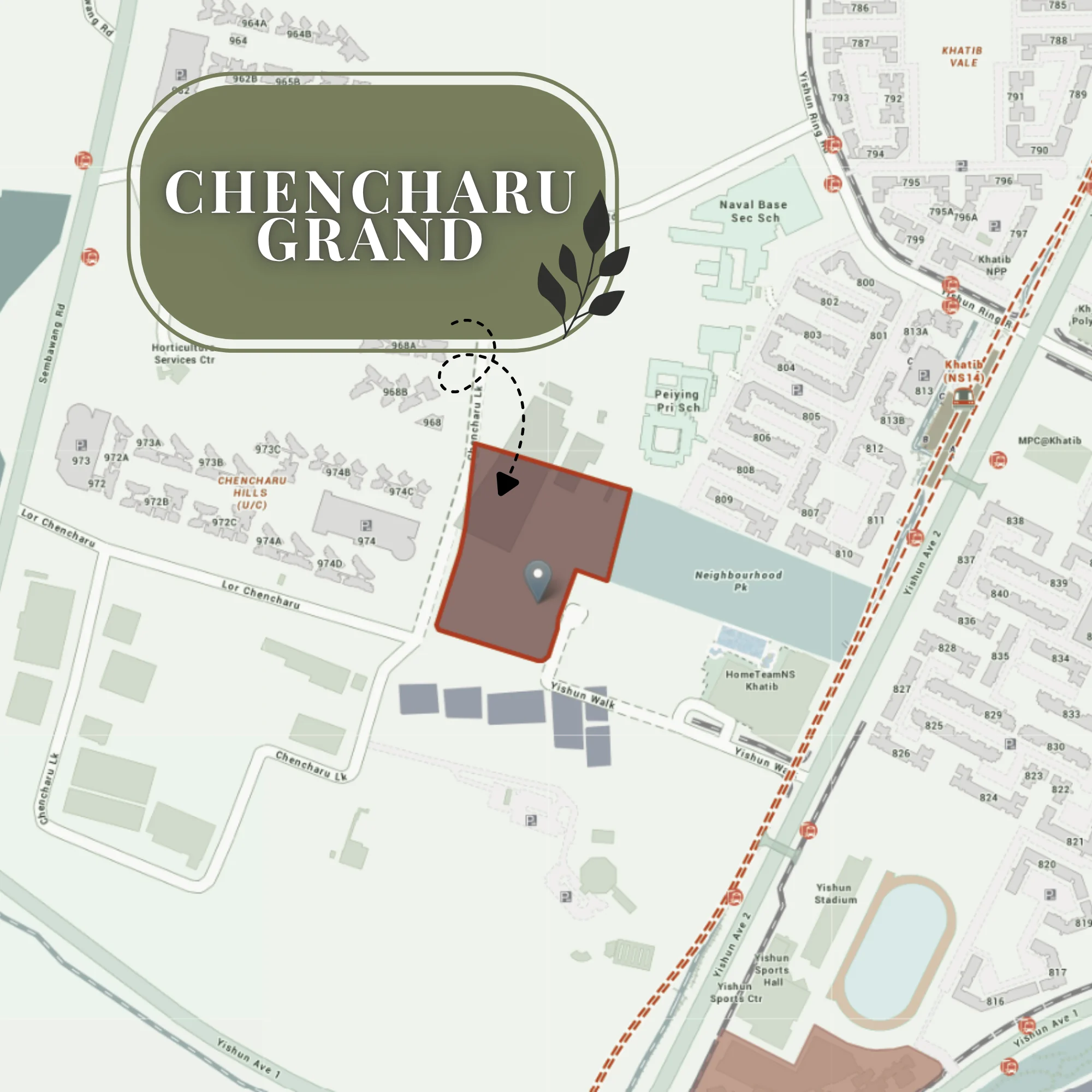 Chencharu Close Residences Location Map - Condo Near Khatib MRT District 27 Yishun