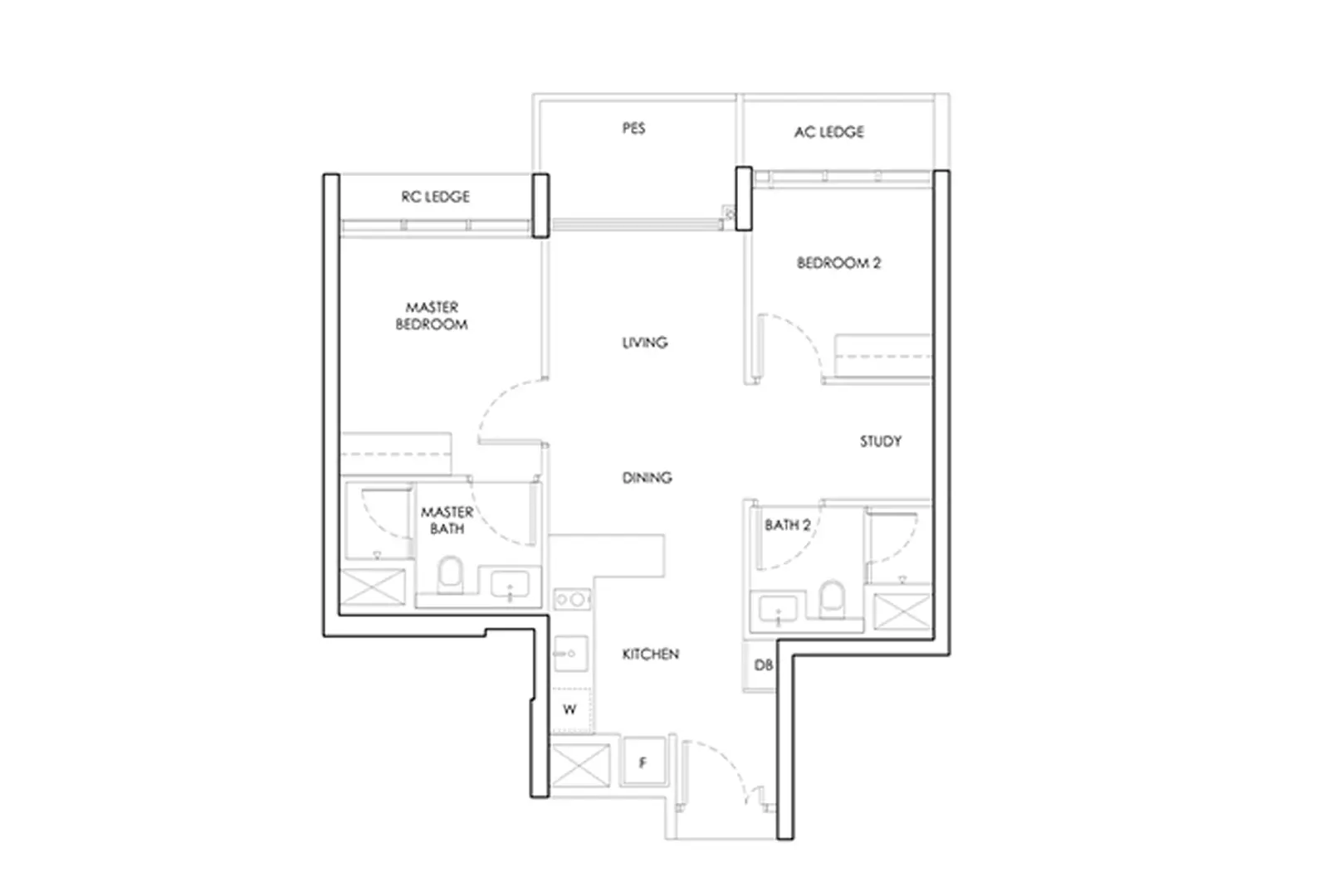 Chencharu Grand 2 Bedroom Floor Plan - Chencharu Residences Layout